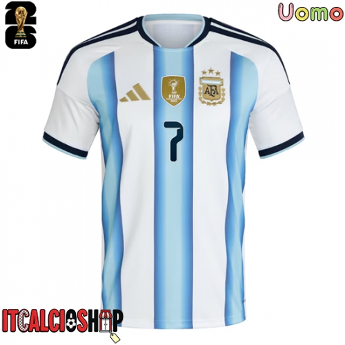Argentina Rodrigo De Paul #7 Prima Maglia Mondiali 2026 Manica Corta
